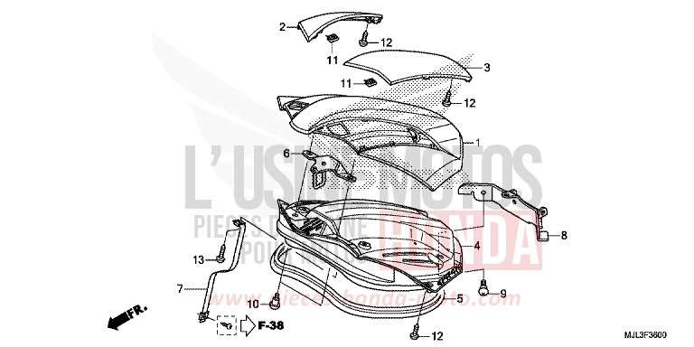 COUVERCLE BAGAGES von NC750X "Meca" CANDY ARCADIAN RED (R305) von 2014